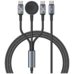 Cable de Datos USB C + USB C a USB C + Cargador Inalámbrico p/smartwatch 72W Negro SJ785 USAMS